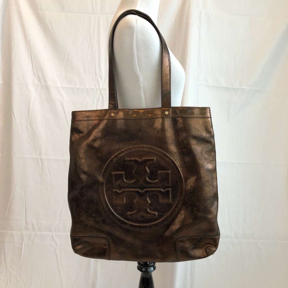 Tory Burch Bombe T Crinkled Leather Tote